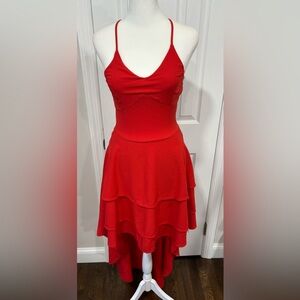 Dress code red high low ruffled dress size S
